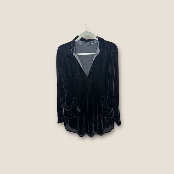 CP Shades Velvet Teton Top Long Sleeve Tunic Black Size Small - Picture 3 of 7